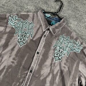 Roar Shirt Mens 3XL Gray Long Sleeve Button Up Signature Stretch Loud Party